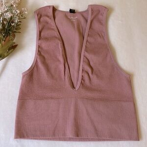 Urban Outfitters Out From Under Mauve Josie Ribbed Sleeveless Crop Top Size S